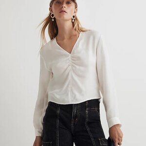 Madewell Brushed Ruched-Front Top $88 sz 14